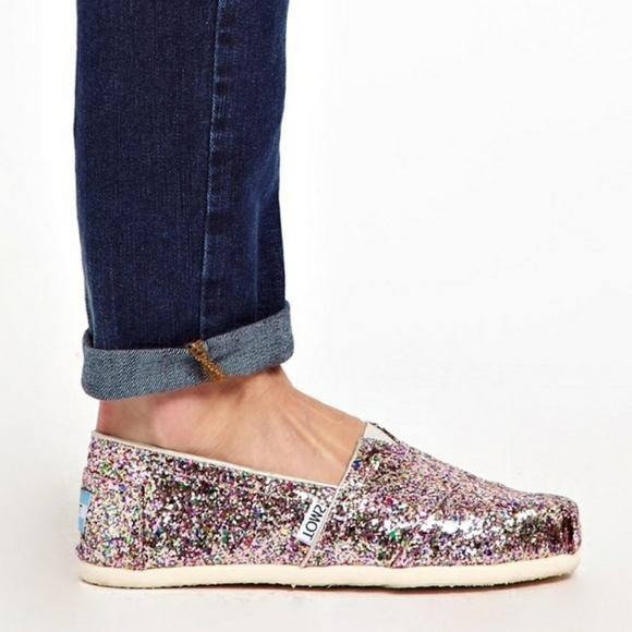 Toms Shoes - TOMS MULTICOLOR GLITTER SLIP ON SHOES SIZE 7